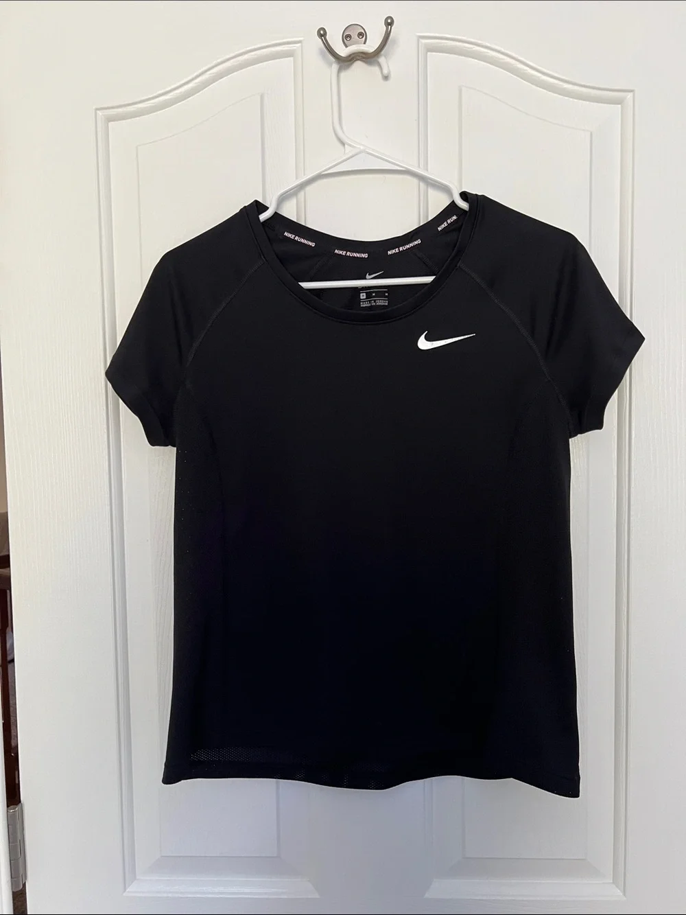 Nike Women’s Black Short Sleeve Dri-FIT Tee with White Swoosh